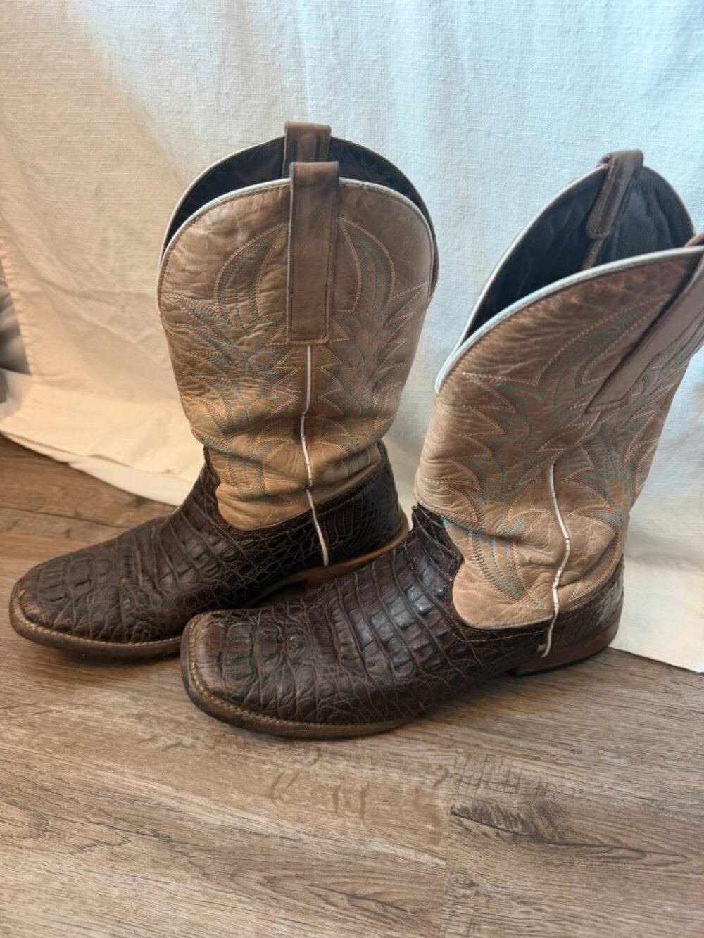 Alfa Western Wear Brown Leather Cowboy Boots Men's Size 10